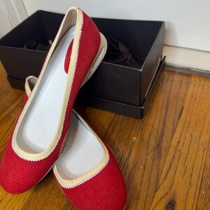 Cole Haan Red and Cream Perforated Flats